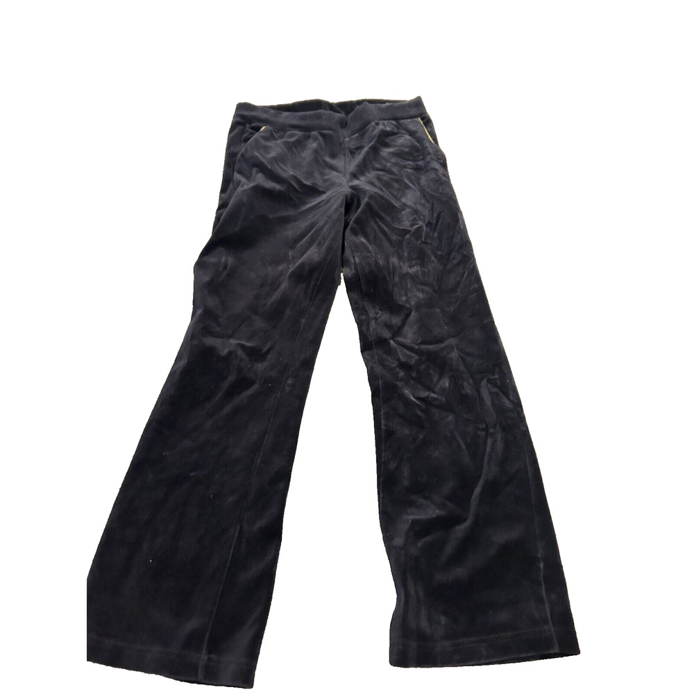 Ralph‎ Lauren Women's Black Velvet Elastic Waist Wide Leg Dress Pants Size P/S